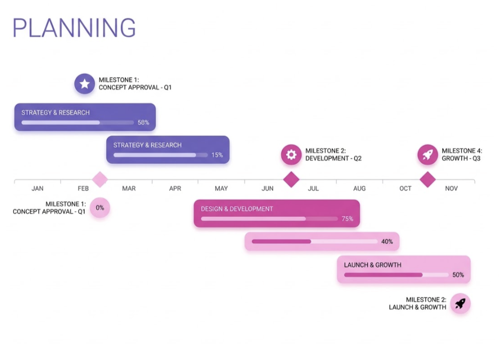 Mockup de planning du Plan d'Impact